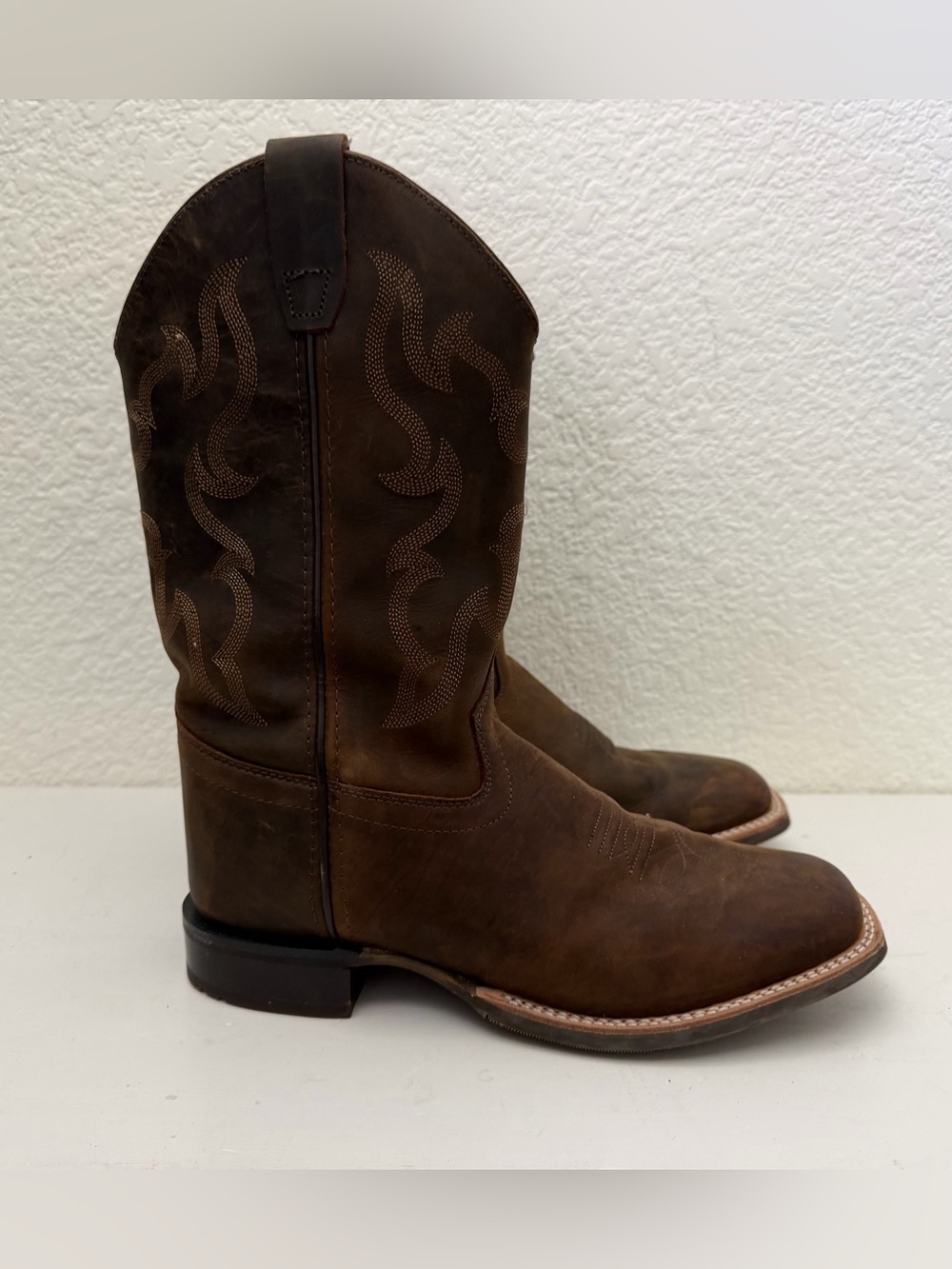 Old West Chocolate Brown Western Cowboy Boots • Boys Size 7
